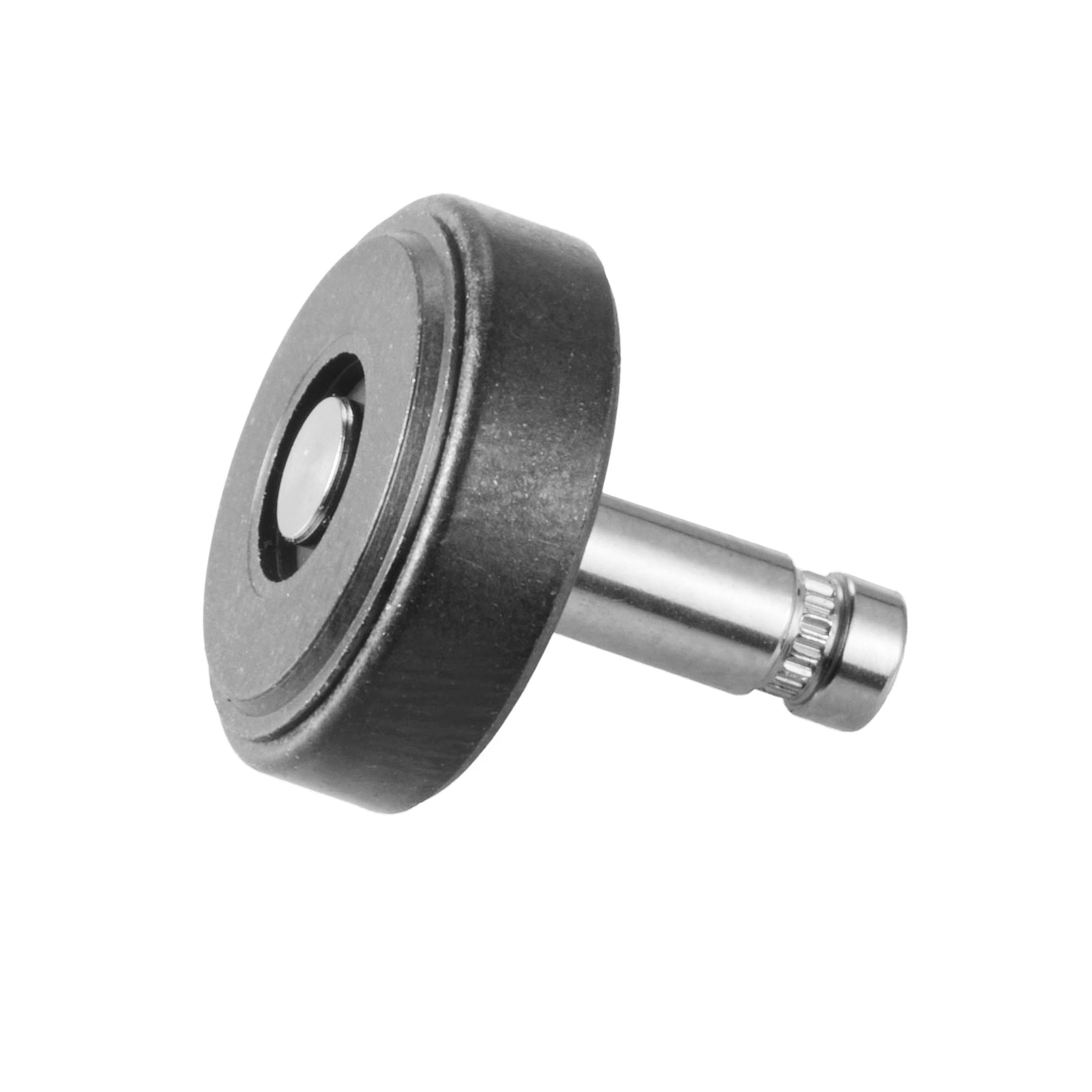 Runder schwarzer Magnetrotor mit seitlich angebrachter Metallwelle