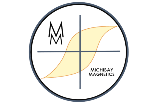 Logo von Michibay Magnetics mit stilisierter Magnetkennlinie und Schriftzug