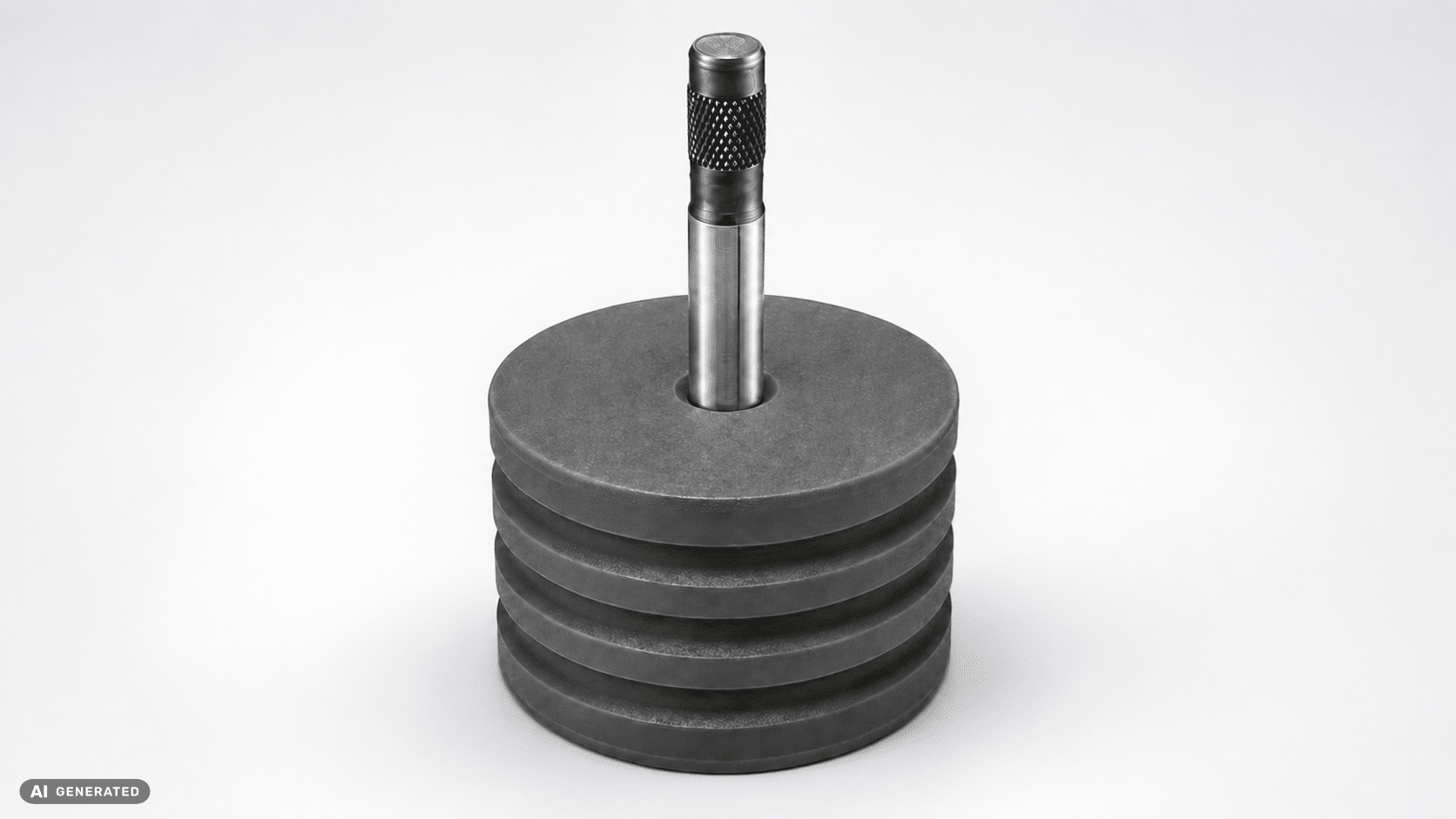 Zylindrisches technisches Bauteil mit mehreren Scheiben und zentraler Metallwelle